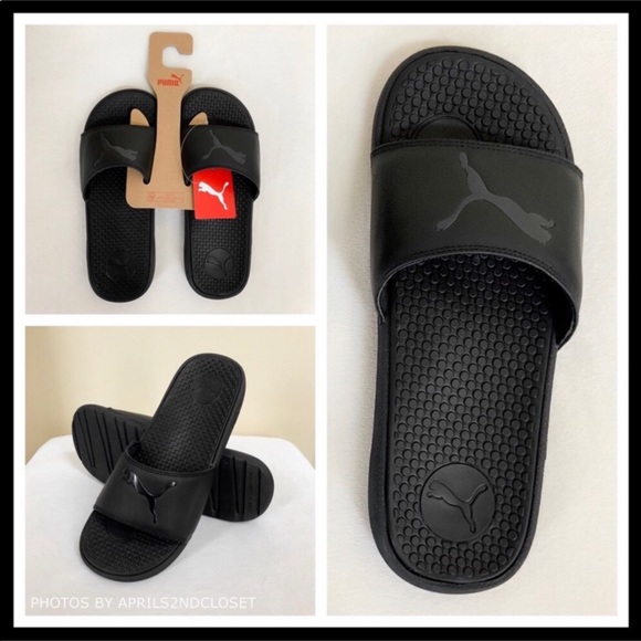 PUMA BLACK SLIDES SPORT SANDALS SLIP ONS A3C - Picture 5 of 8